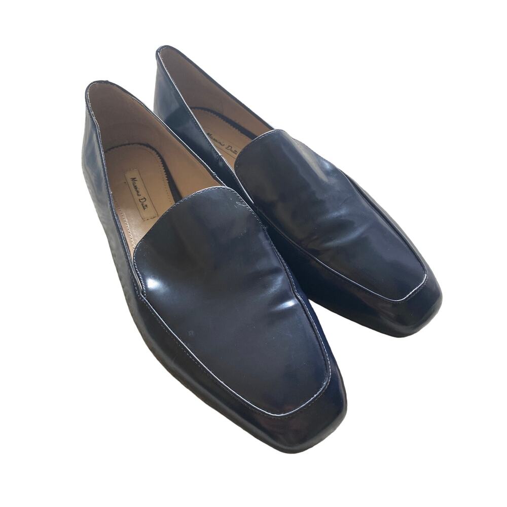 Massimo Dutti Loafers Women's Size 37 Navy Patent Leather Classic Luxury Career